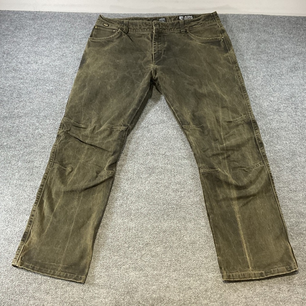 Kuhl Rydr Pants Mens 40x32 Olive Green Vintage Patina Dye Articulated Hiking